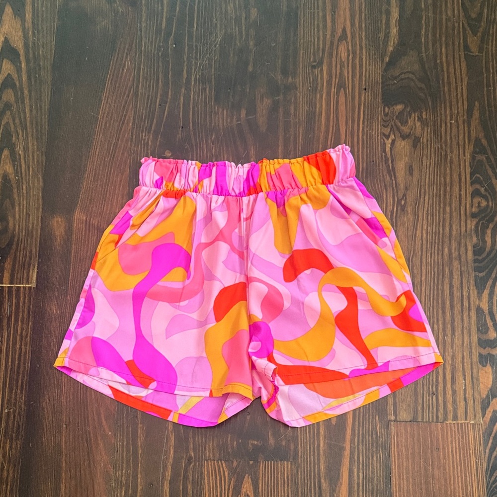 Tyche Pink and Orange Patterned Shorts